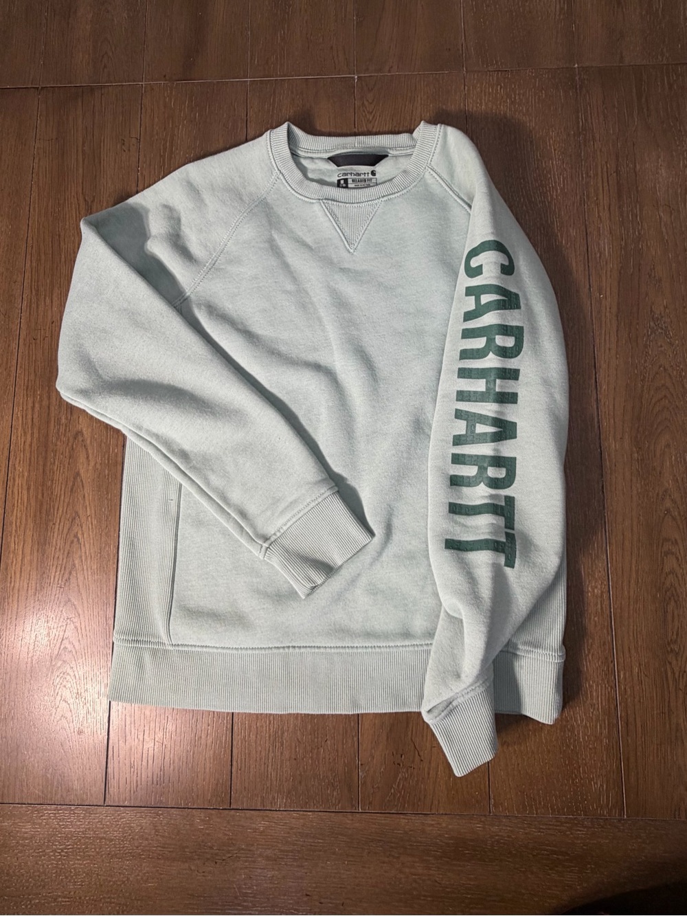 Carhartt Relaxed Fit Block Raises Logo Olive Green Sweatshirt Womens Medium